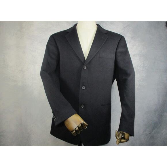 Hugo Boss Blazer Mens 40R Black Cashmere Sport Coat Jacket Guabello Italy Fabric - Picture 1 of 16